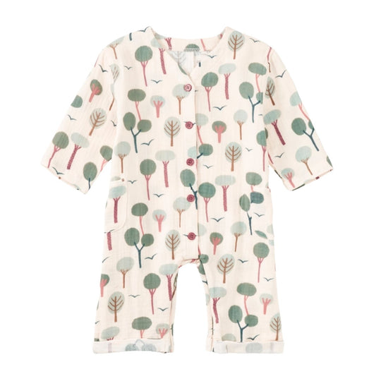 Muslin Patch Pocket Romper - Evergreen Trail by Apple Park