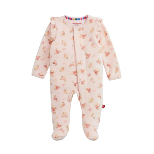 Floral Girls Velour Magnetic Footie by Magnetic Me