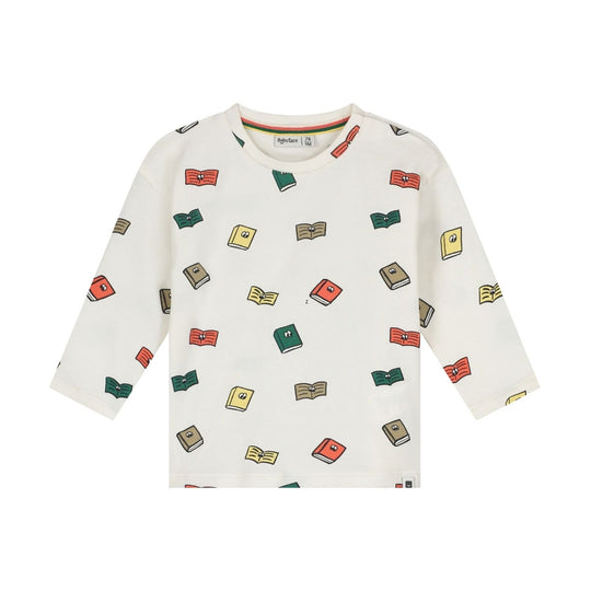 Baby Books Print Long Sleeve Tee - Bone by Babyface