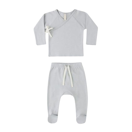 Wrap Top + Footed Pant Set - Sky by Quincy Mae - FINAL SALE