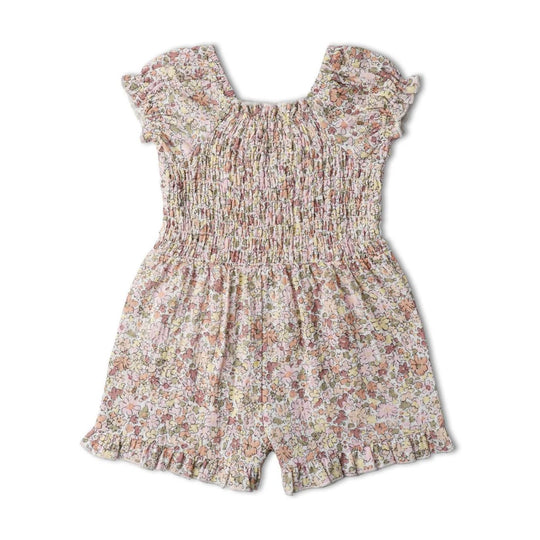 Organic Smocked Jumpsuit - Pastel Bloom by Makemake Organics