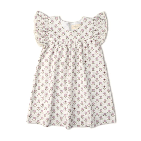 Organic Short Sleeve Flutter Dress - Lavender by Makemake Organics