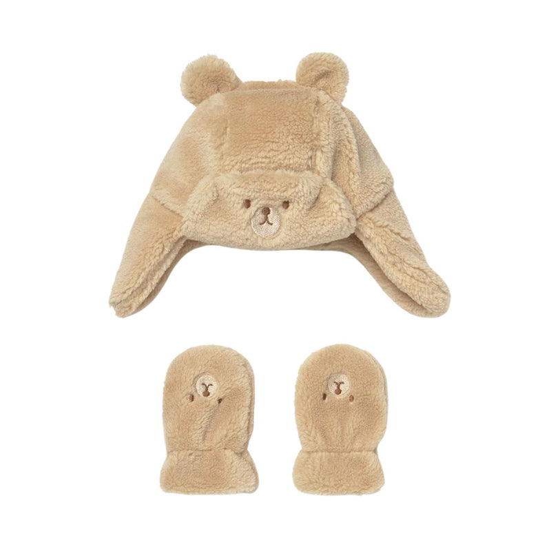 Baby Bear Hat and Mittens Set - Latte by Mayoral