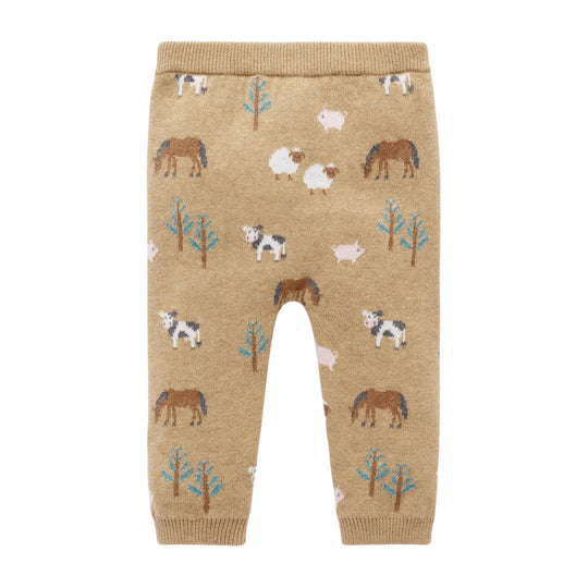 On The Farm Leggings - Tan Farm by Purebaby