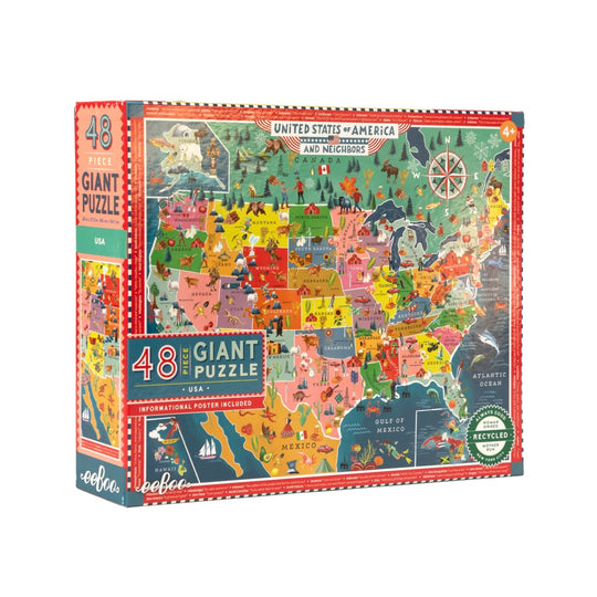 48 Piece Giant Puzzle - USA Map by Eeboo