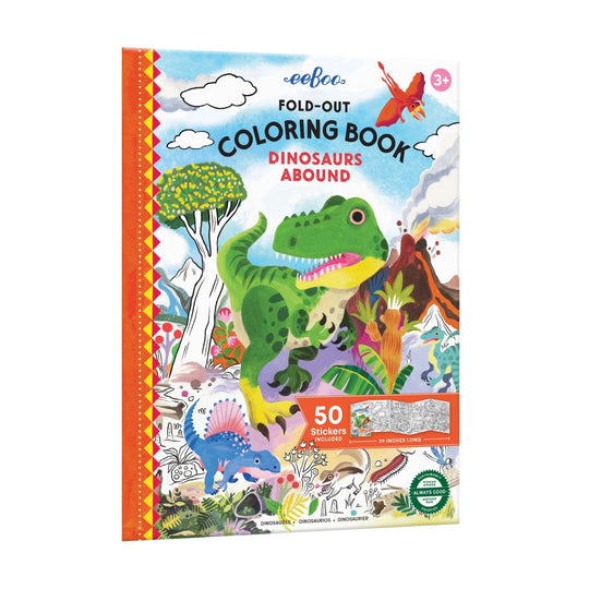 Dinosaurs Abound Fold-Out Coloring Book by Eeboo