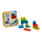 The Jelly Blox Newbie Kit box showing a child playing with squishy, colorful blocks, accompanied by a stack of transparent blocks filled with sensory elements like beads and stars on a white background.