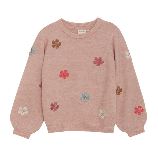 Flower Knit Pullover - Misty Rose by Minymo