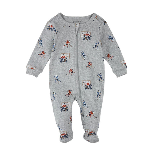 Hockey Players Print on Heather Grey Sleeper by Petit Lem
