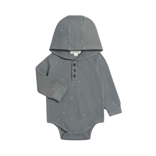 Cole Waffle Knit Hoodie Bodysuit - Triangle / Agave by Colored Organics