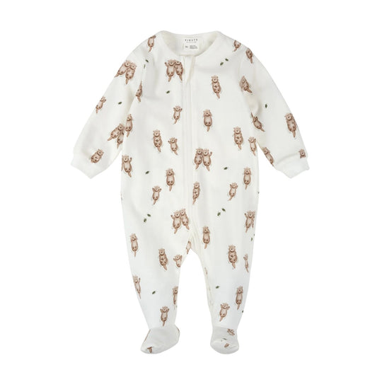 Otter Print on Off-White Sleeper by Petit Lem