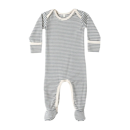 Baby Footie - Ocean Micro Stripe by Quincy Mae