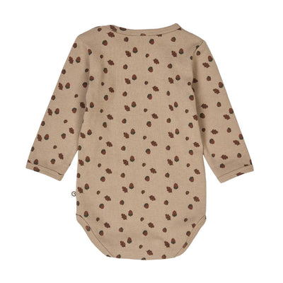 Acorn Long Sleeve Bodysuit - Beige/Deep Green by Musli - FINAL SALE