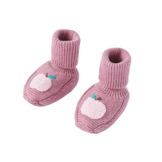 Apple Knitted Booties - Lavender Melange by Purebaby