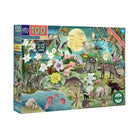 100 Piece Puzzle - Love of Nocturnal Life by eeBoo box featuring a vibrant illustration of nocturnal animals in a nighttime forest with a glow-in-the-dark feature.