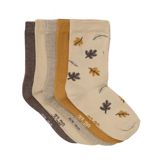 5 Pack Socks - Leaves/Cream Mix by Minymo