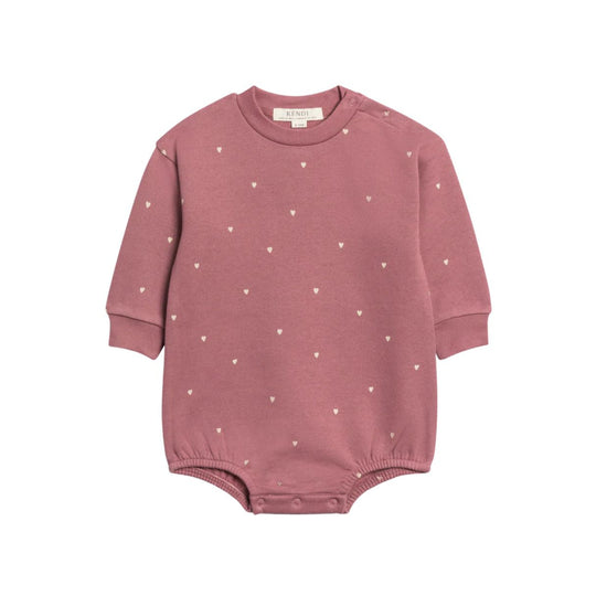 Jamie Fleece Bubble Romper - Hearts / Raspberry by Colored Organics
