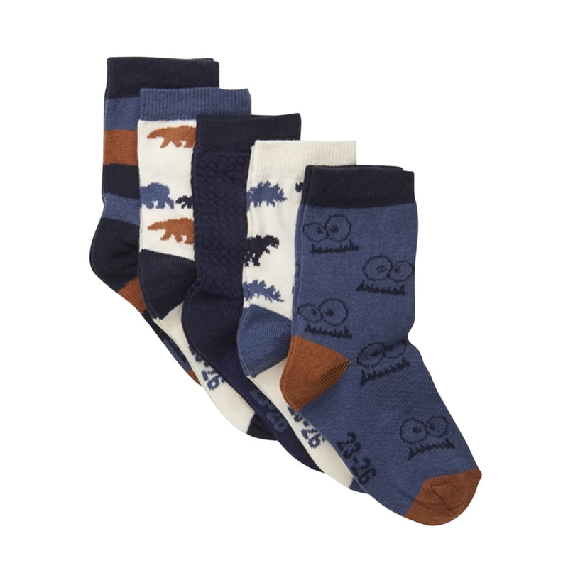 5 Pack Socks - Blue Mix by Minymo