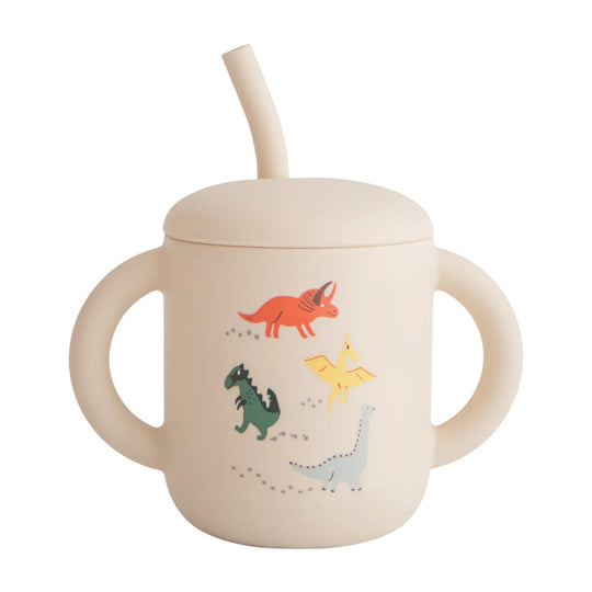 Silicone Training Cup + Straw - Dinosaurs by Mushie & Co