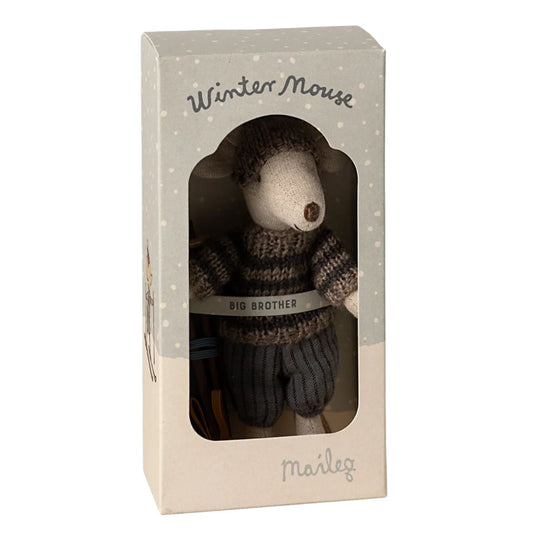 Winter Mouse with Ski Set, Big Brother - Grey by Maileg