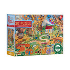 20 Piece Puzzle - Fairy Cottage by Eeboo product box featuring whimsical autumnal artwork by Gemma Koomen, showing an enchanted forest scene with a tiny cottage, forest wildlife, fairies, and colorful autumn leaves.