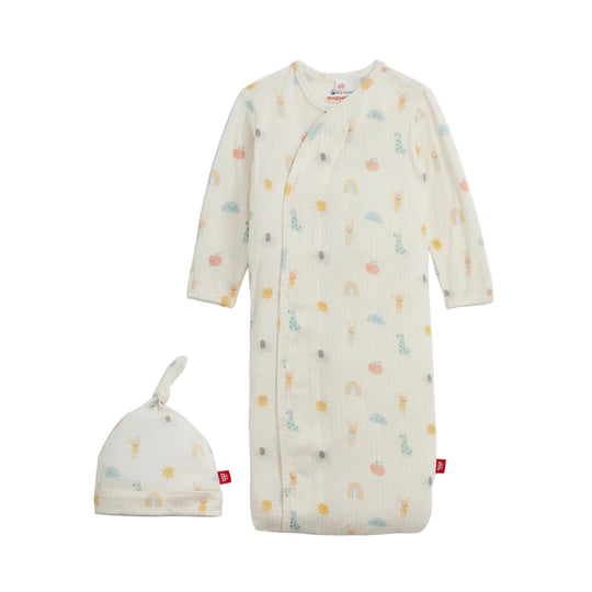 Lullaby Sky Pink Modal Magnetic Gown & Hat Set by Magnetic Me