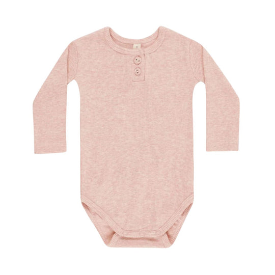 Ribbed Long Sleeve Onesie - Rose by Quincy Mae