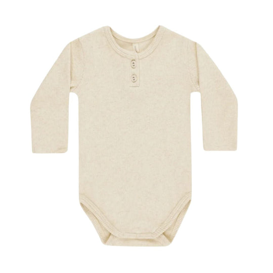 Ribbed Long Sleeve Onesie - Oatmeal by Quincy Mae