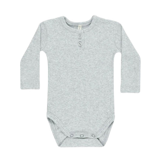 Ribbed Long Sleeve Onesie - Dusty Blue by Quincy Mae