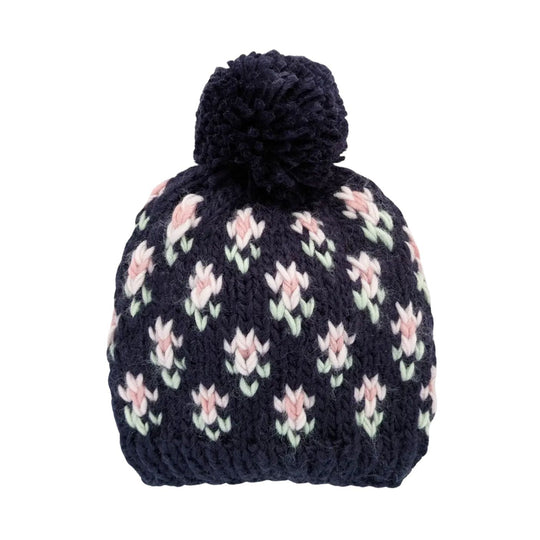 Bitty Blooms Knit Hat - Indigo by Huggalugs