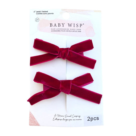 Velvet Pigtail Pinch Alligator Hair Clips - Bordeaux by Baby Wisp