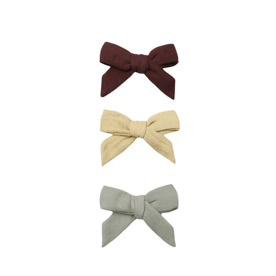 Bow with Clip, Set of 3 - Black Cherry, Butterscotch, Laurel by Quincy Mae