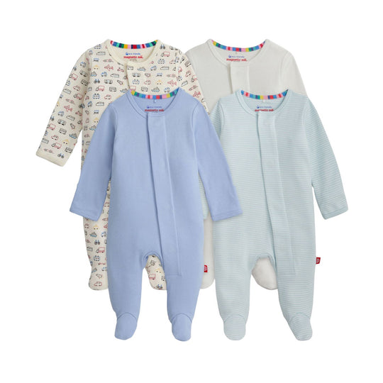 Organic Cotton Footie 4 Pack Bundle - On The Go Multi by Magnetic Me