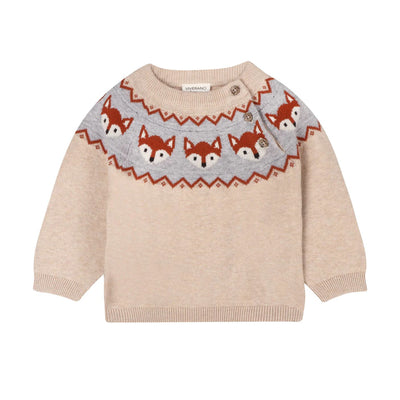 Knit Jacquard Pullover - Fox Fairisle by Viverano Organics