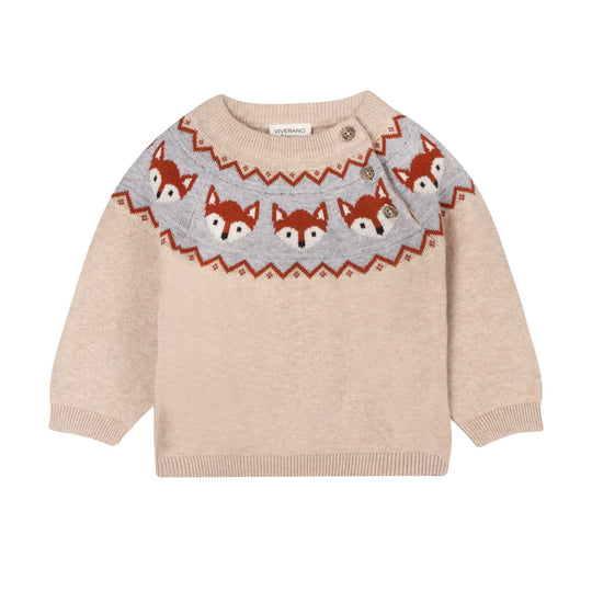 Knit Jacquard Pullover - Fox Fairisle by Viverano Organics