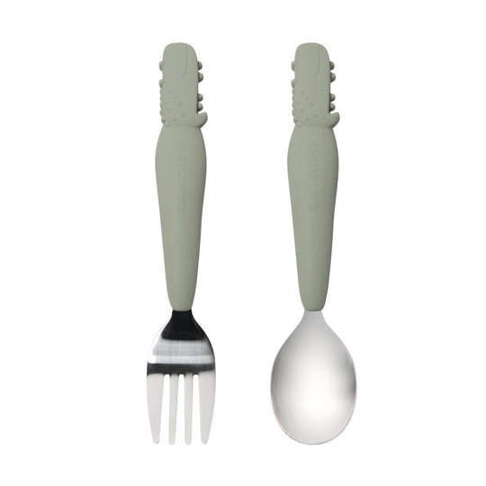 Kids' Spoon & Fork Set - Alligator by Loulou Lollipop