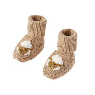 Lamb Knitted Booties - Mushroom Melange by Purebaby