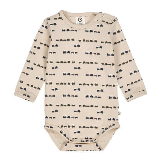 Train Long Sleeve Bodysuit - Oak/Deep Green by Musli