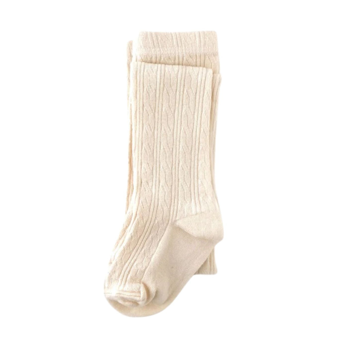 Beige ribbed tights on a white background