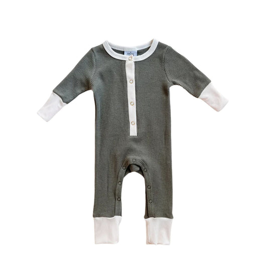 Waffle Romper - Olive by Orcas Lucille