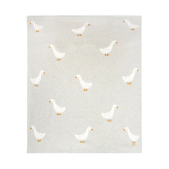 Organic Cotton Jacquard Sweater Knit Baby Blanket - Duck Waddle by Viverano Organics
