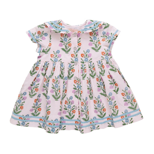 Elowen Dress - Pink Dewdrop BlockPrint by Pink Chicken