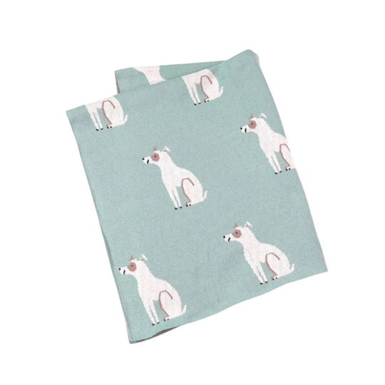 Organic Cotton Jacquard Sweater Knit Baby Blanket - Dogs by Viverano Organics