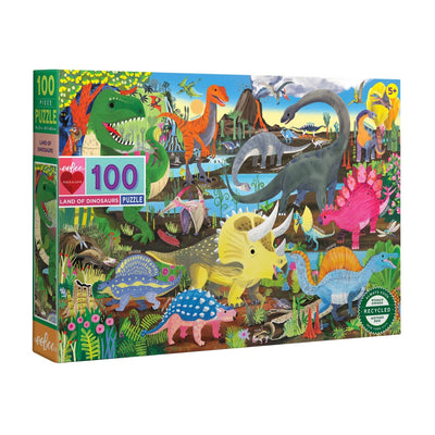 100 Piece Puzzle - Land of Dinosaurs by Eeboo