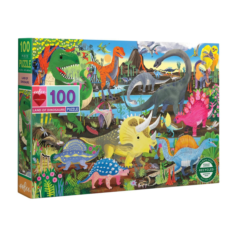 100 Piece Puzzle - Land of Dinosaurs by Eeboo