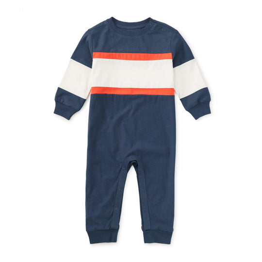 Colorblock Rugby Baby Romper - Naval Blue by Tea Collection