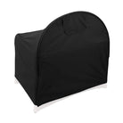 A black room-darkening canopy fitted over an UPPAbaby Remi V2 playard against a white background.