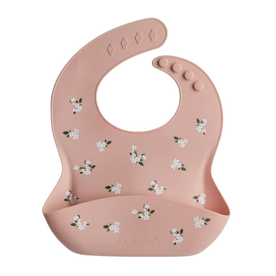 Silicone Bib - White Flower by Loulou Lollipop