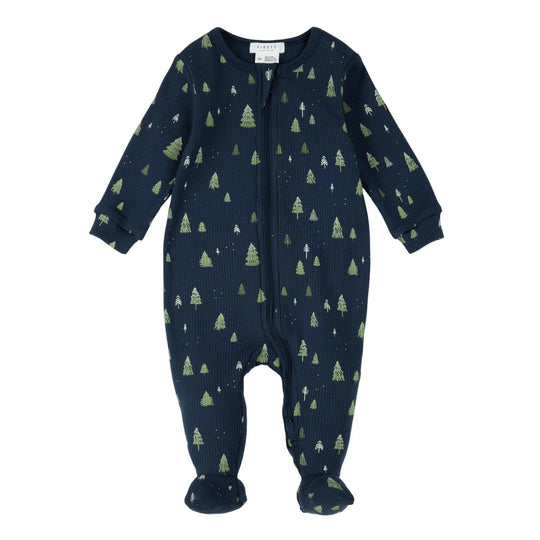 Trees Print on Navy Sleeper by Petit Lem