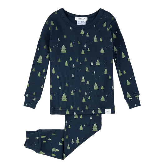 Trees Print on Navy Pajama Set by Petit Lem